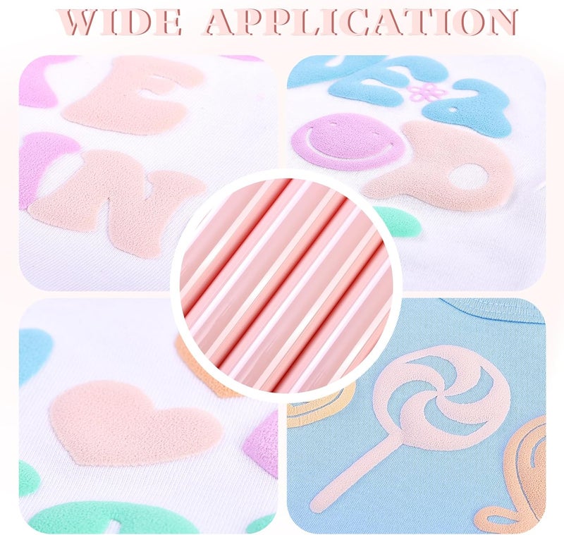 HTVSTD Pastel Pink Puff Vinyl Heat Transfer -12" x 10" 6pcs Puffy HTV Iron On Vinyl Puffy Heat Transfer Vinyl for T-Shirts Puff HTV - Image 4